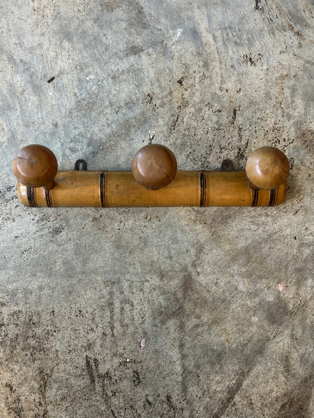 French Faux Bamboo Coat Rack, 3-Hooks