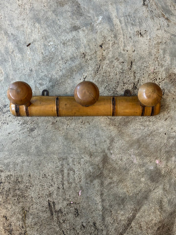 French Faux Bamboo Coat Rack, 3-Hooks