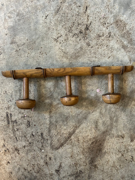 French Faux Bamboo Coat Rack, 3-Hooks