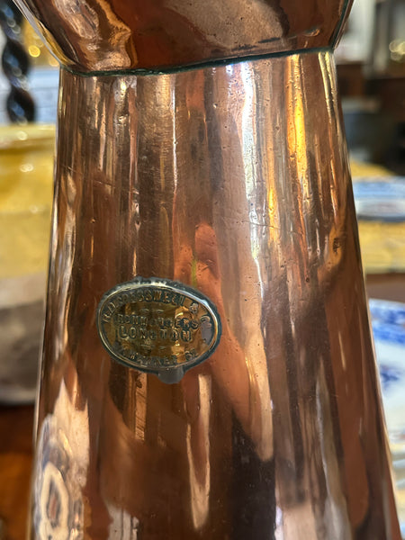 Tall Copper Pitcher, "Longton Iron Mongers"