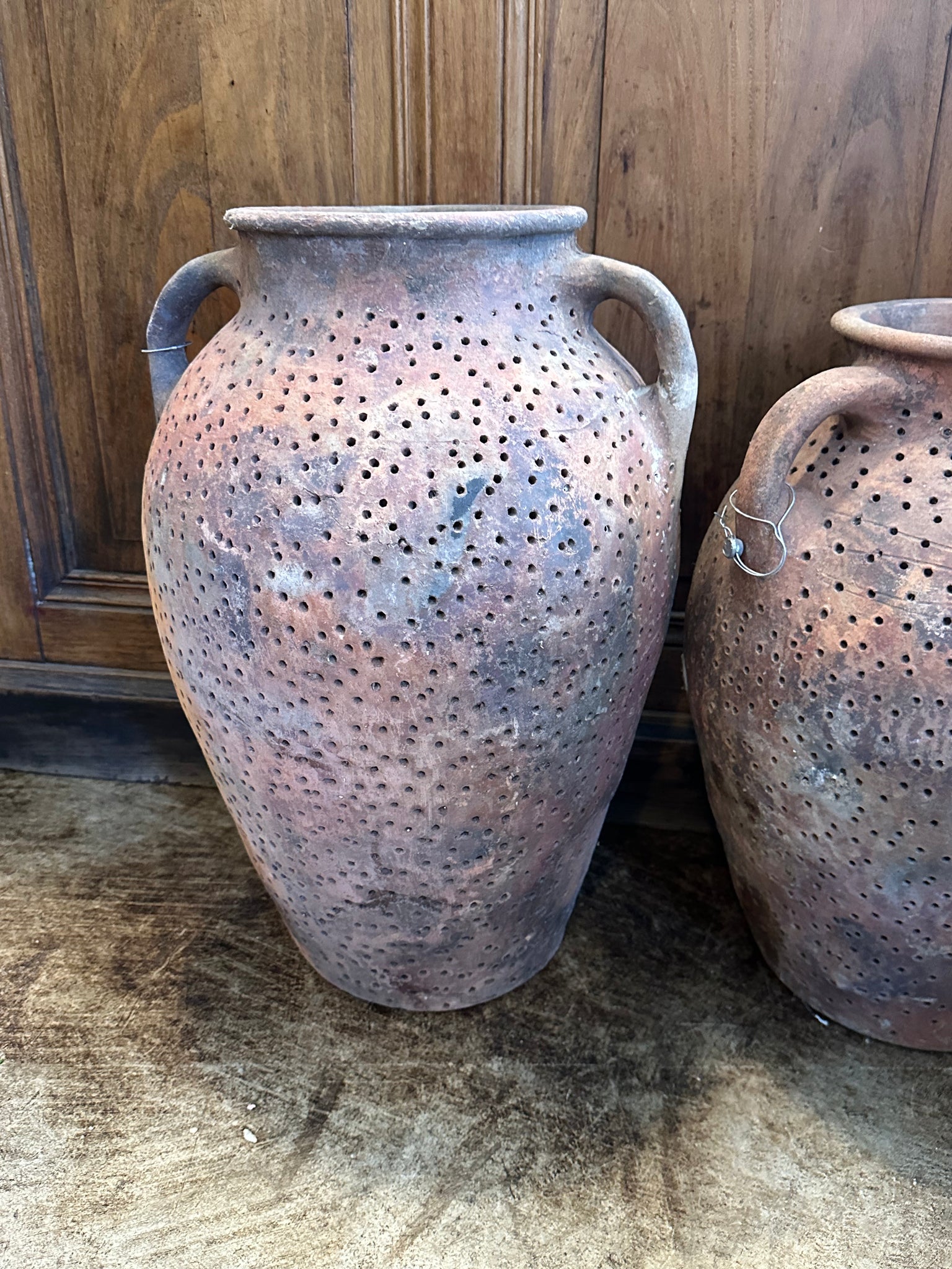 Rare Double Handled Pot with Holes