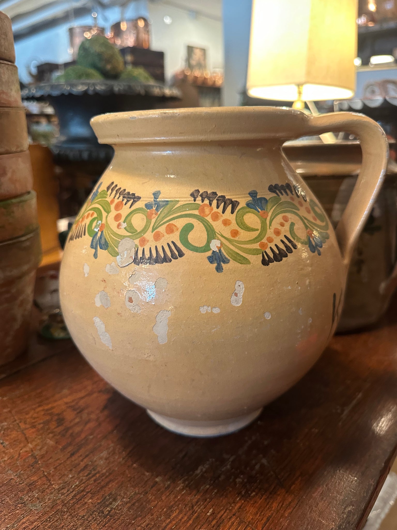 Pyrenees Jug, Mustard with Abstract Floral Motif