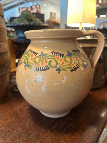 Pyrenees Jug, Mustard with Abstract Floral Motif