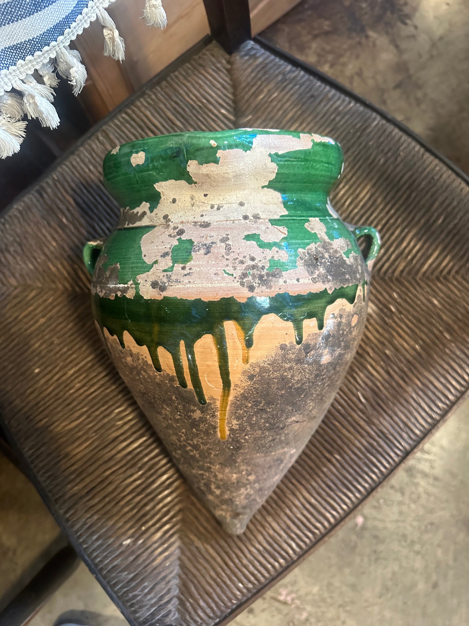 Green Glazed Pottery Wall Planter