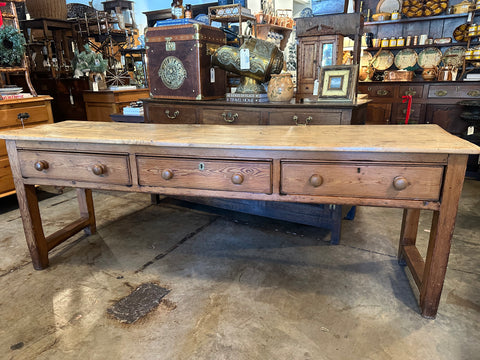 Large Georgian Pine 3-Drawer Dresser Base
