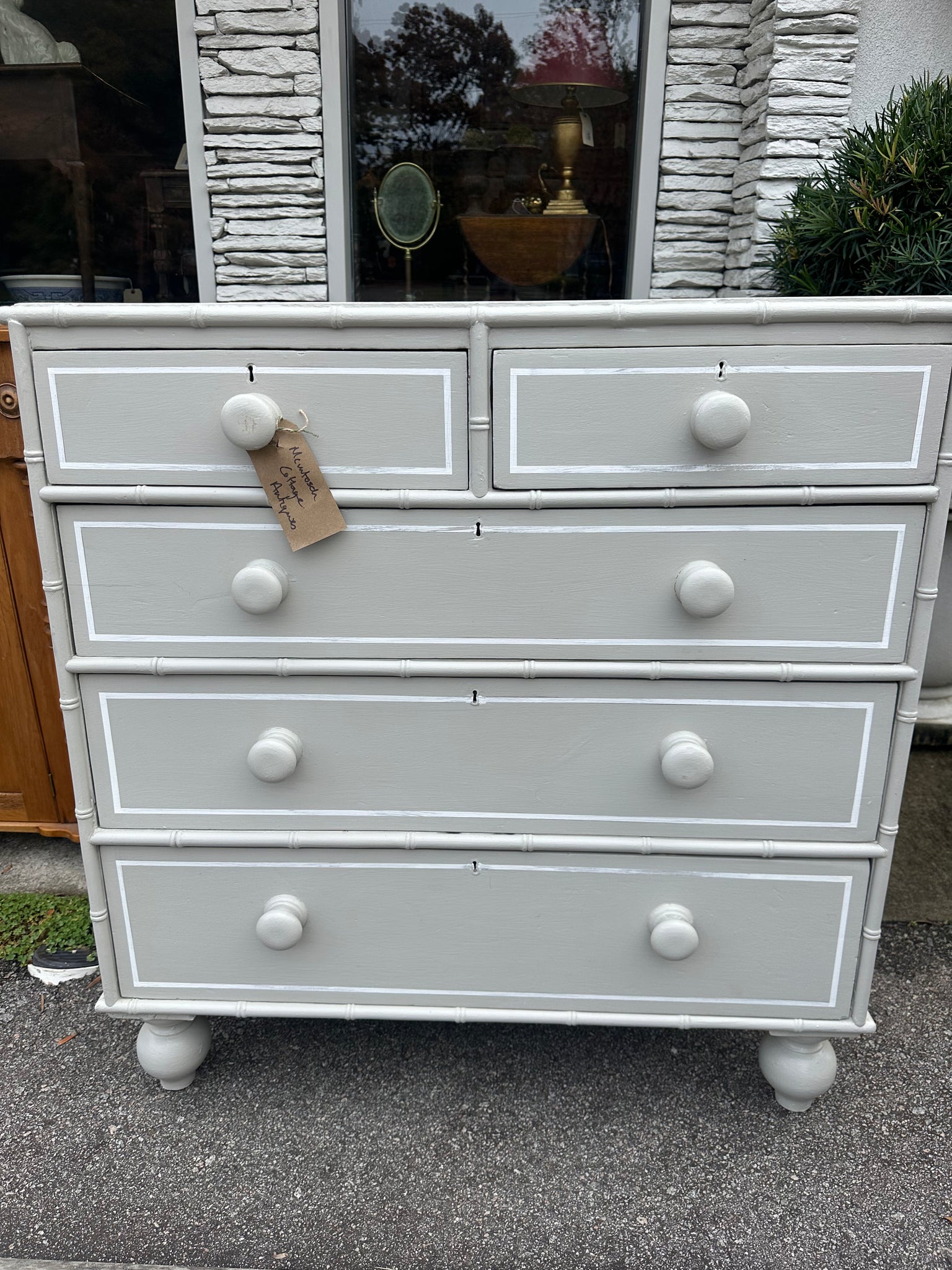 Faux Bamboo Painted and Lined Chest