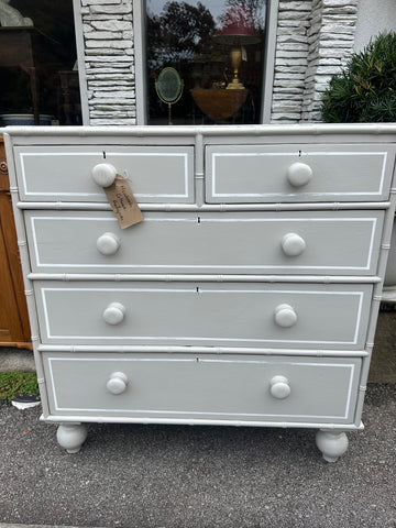 Faux Bamboo Painted and Lined Chest