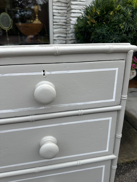 Faux Bamboo Painted and Lined Chest