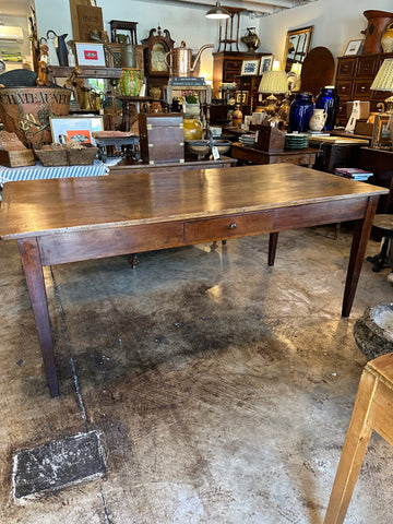 French Poplar and Cherrywood One-Drawer Farm Table