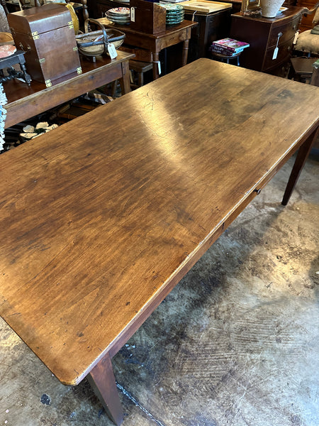 French Poplar and Cherrywood One-Drawer Farm Table