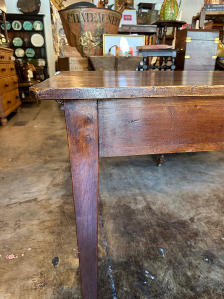 French Poplar and Cherrywood One-Drawer Farm Table