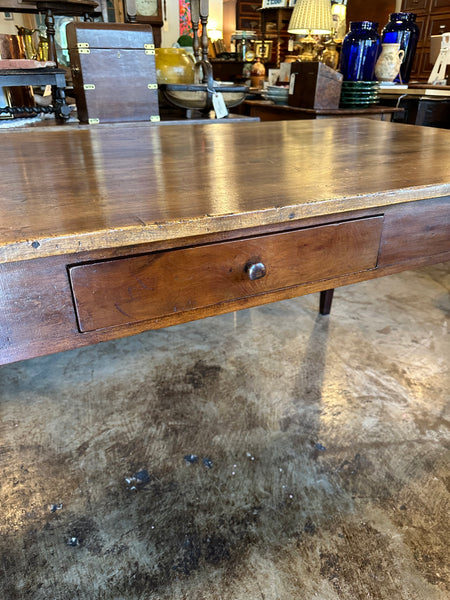 French Poplar and Cherrywood One-Drawer Farm Table