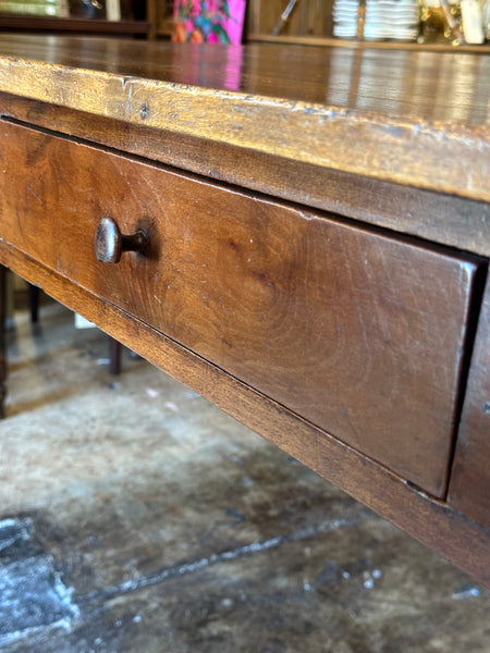 French Poplar and Cherrywood One-Drawer Farm Table