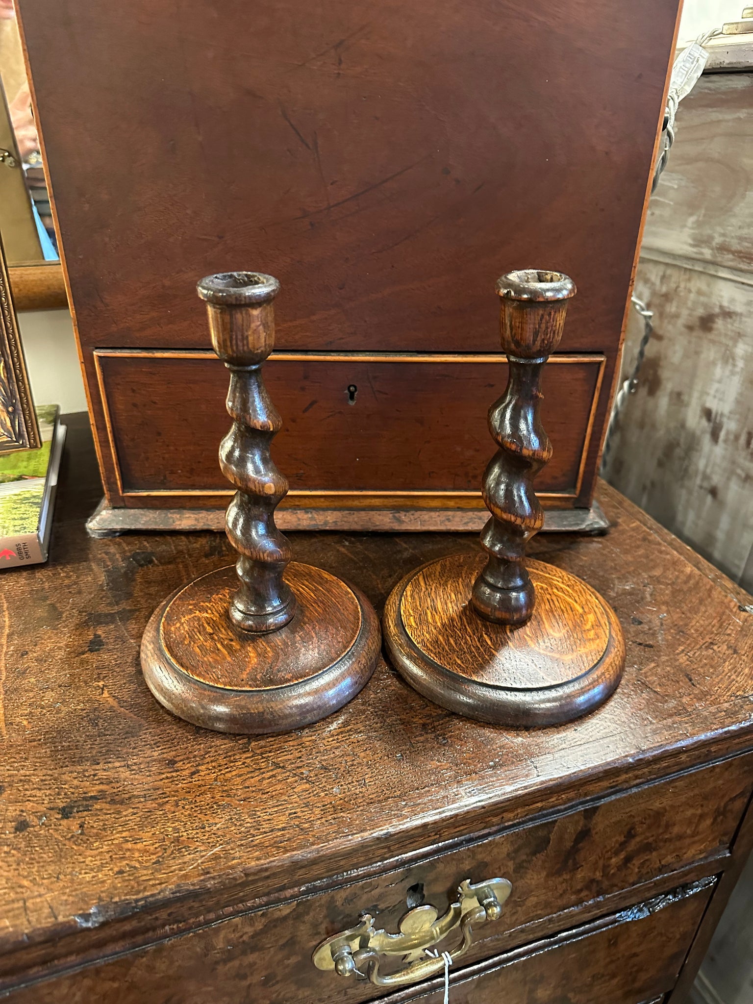 Small Pair of Barley Twist Candlesticks
