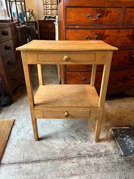 Pine Side Table with Faux Drawer