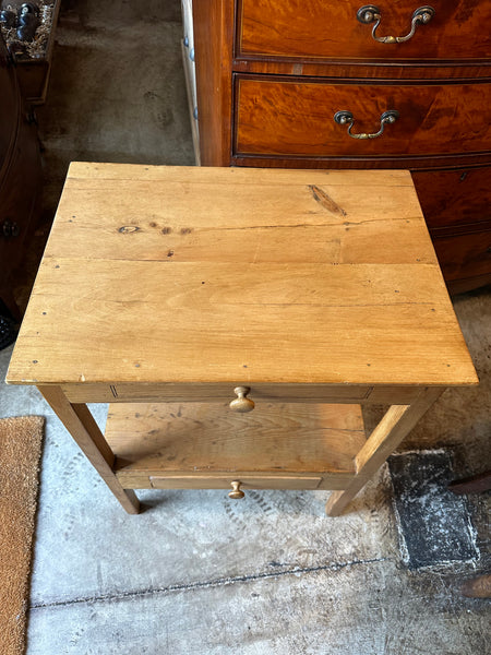 Pine Side Table with Faux Drawer