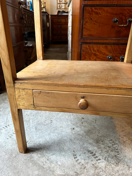 Pine Side Table with Faux Drawer