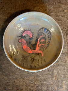 Hand Thrown and Glazed European Bowl, Cockerel