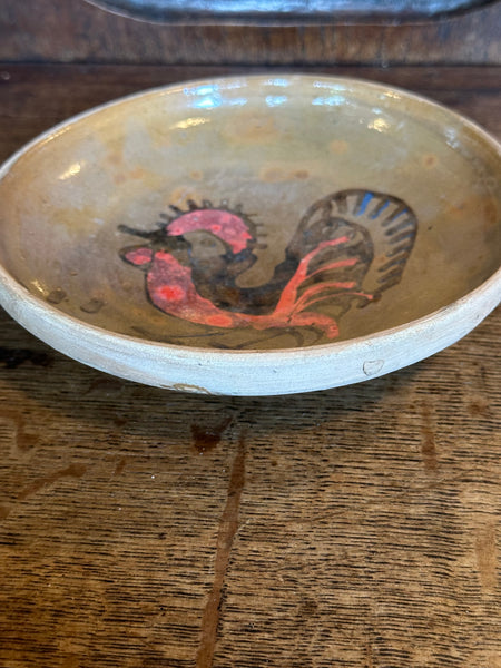 Hand Thrown and Glazed European Bowl, Cockerel