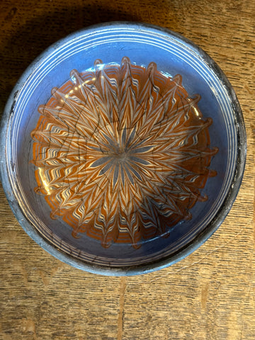 Hand Thrown and Glazed European Bowl, Blue and Orange Glaze