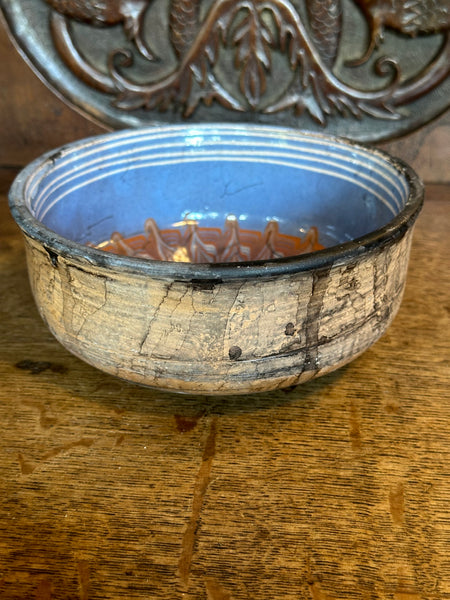 Hand Thrown and Glazed European Bowl, Blue and Orange Glaze