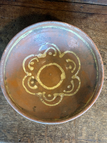 Hand Thrown and Glazed European Bowl, White Flower Design