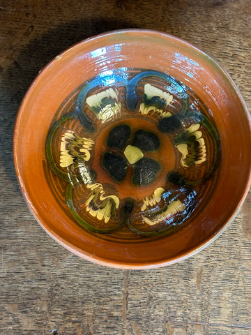 Hand Thrown and Glazed European Bowl, Bold Orange Glaze