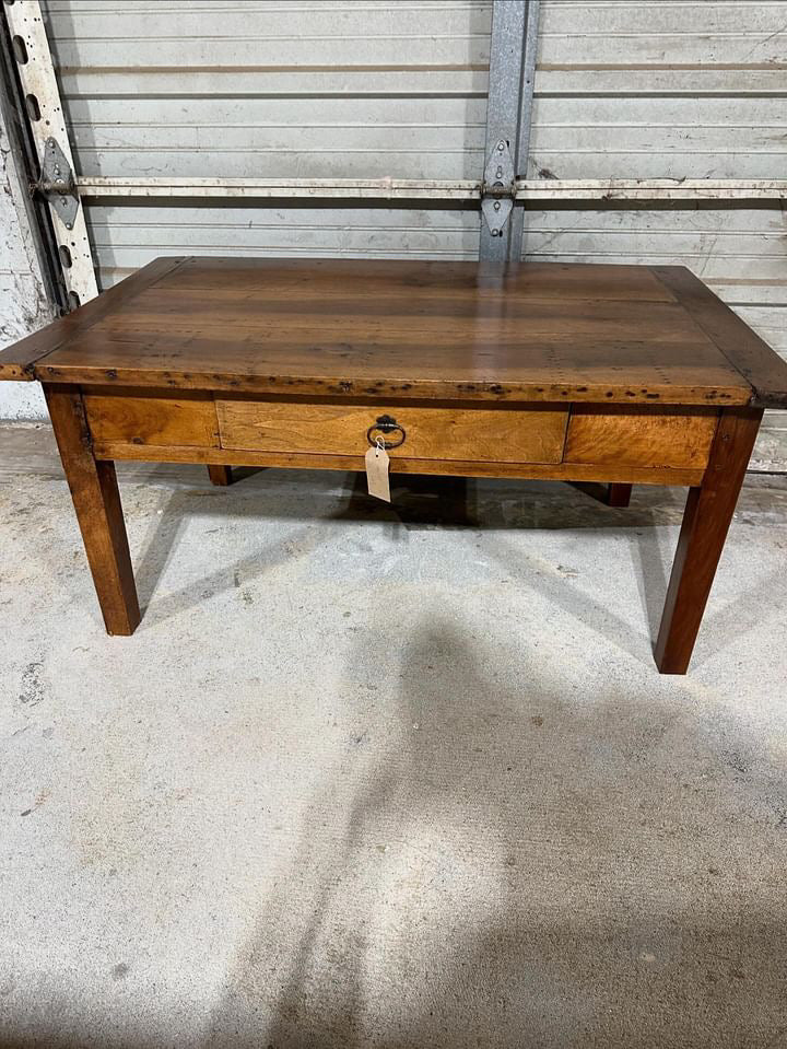 French Walnut Country Table with Drawer, Coffee Table