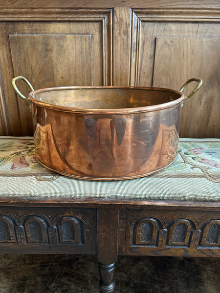Copper Oval Planter with Brass Handles