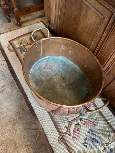 Copper Oval Planter with Brass Handles