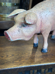 Victorian Carved Wood Shop Display Pig