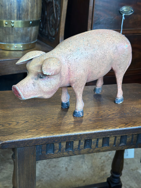 Victorian Carved Wood Shop Display Pig