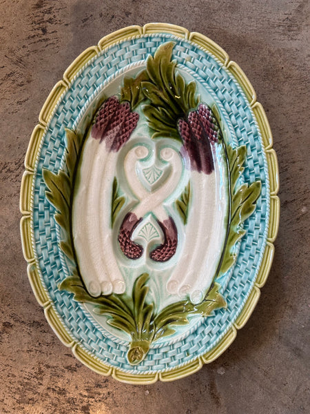 Asparagus Platter, Green Scalloped Border