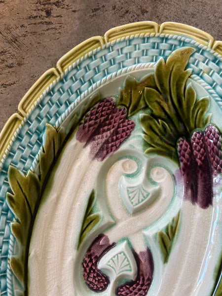 Asparagus Platter, Green Scalloped Border