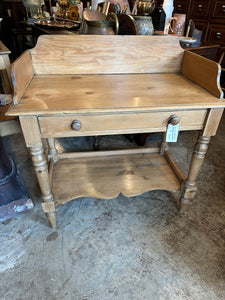 Pine Side Table with Undershelf and Gallery Top