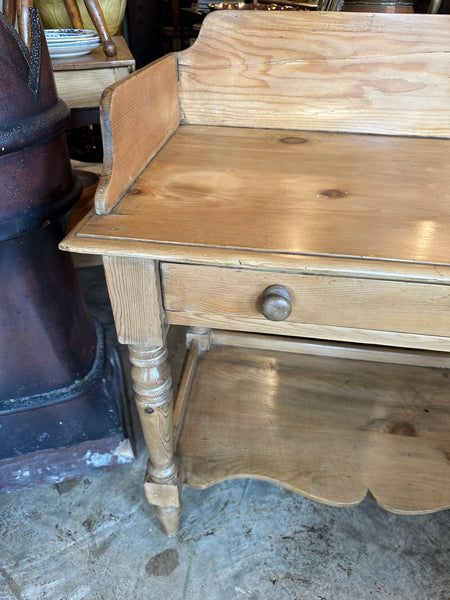 Pine Side Table with Undershelf and Gallery Top