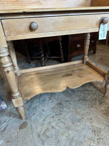 Pine Side Table with Undershelf and Gallery Top