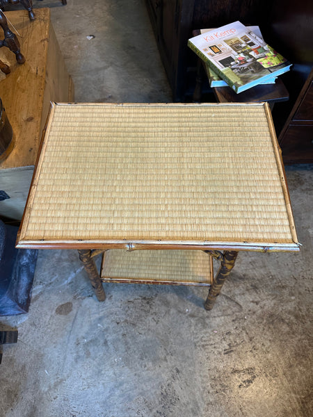 Bamboo Table with Rattan Top