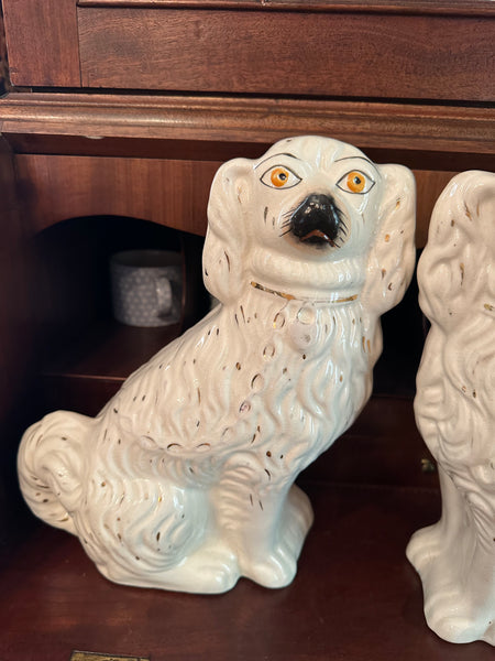 Pair of White Staffordshire Dogs