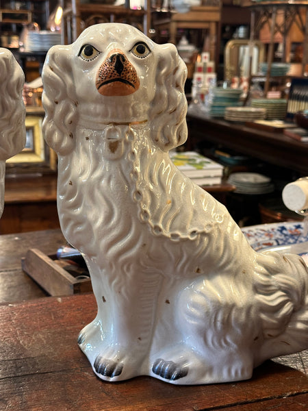 Pair of White Staffordshire Dogs