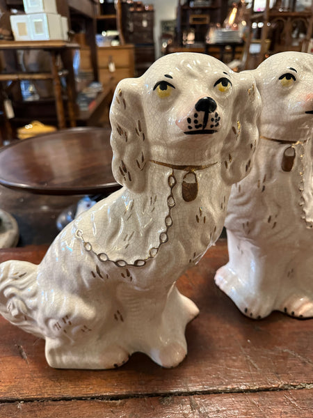 Pair of White Staffordshire Dogs