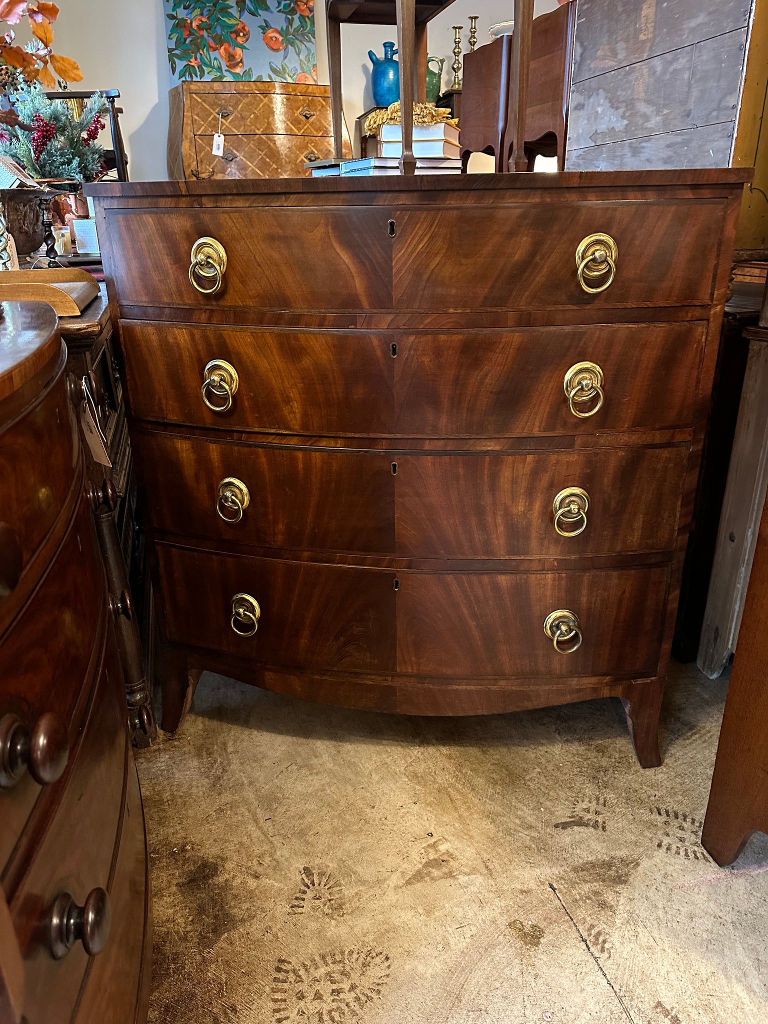 Mahogany and Rosewood Bow Front Chest