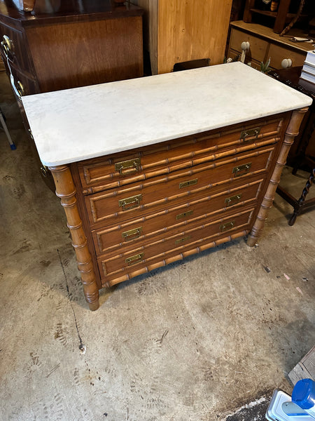 Faux Bamboo Marble Top Chest