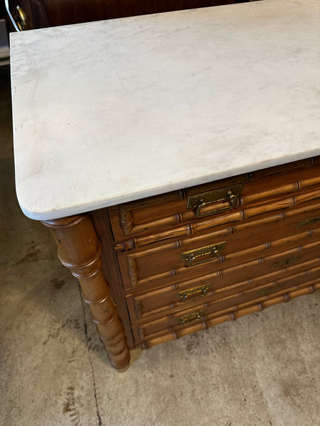 Faux Bamboo Marble Top Chest