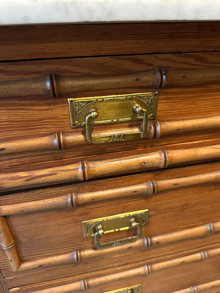 Faux Bamboo Marble Top Chest