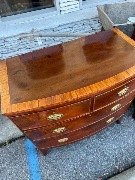 Mahogany Bow Front Chest with Crossbanded Top