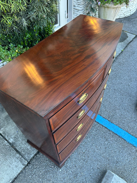 Mahogany Bow Front Chest with Crossbanding