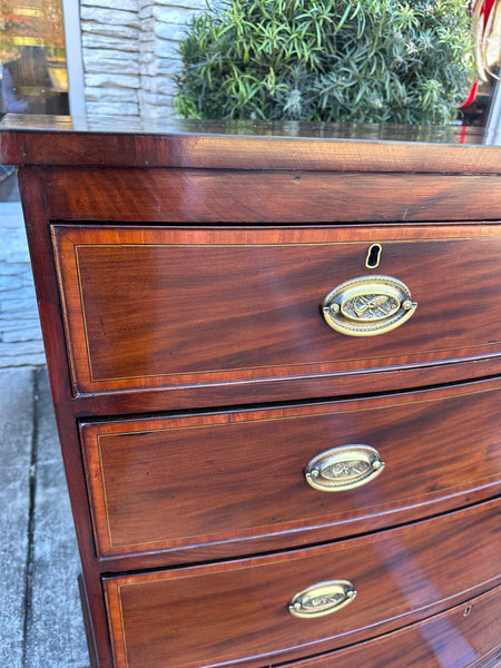 Mahogany Bow Front Chest with Crossbanding