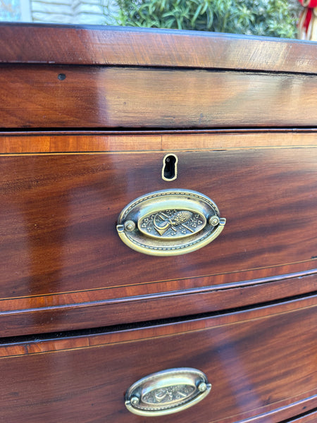 Mahogany Bow Front Chest with Crossbanding