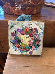 Wreath on Canvas with Ribbon